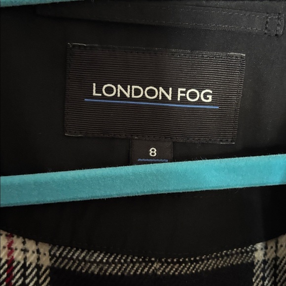 Vintage London Fog Black Coat with removable Plaid lining size 8 - Picture 2 of 8